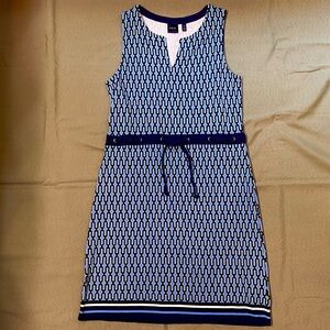 Rafaella Dress Blue Navy White Geometric Sz M EUC $5 ADD ON with $15+ Bundle